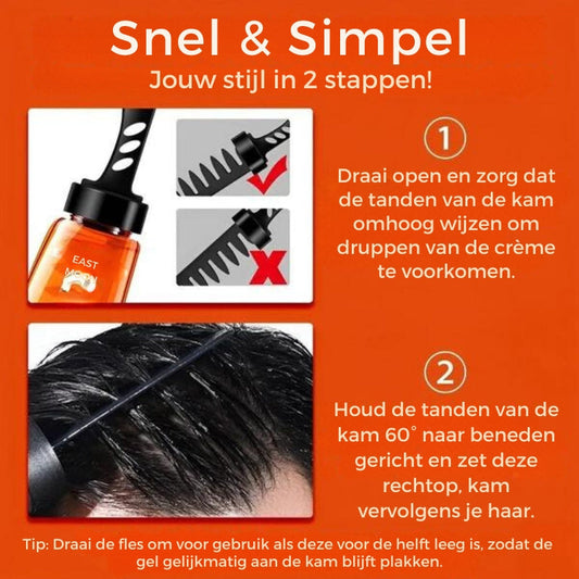2 in 1 Hair Gel Combi – Kam en Gel in één voor Natuurlijke, Sterke en Sneldrogende Hold Styling!