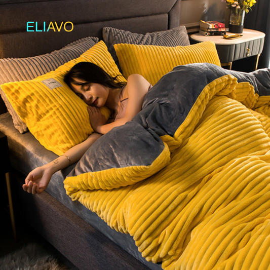 Eliavo Fluwelen Fleece Dekbedovertrek | Aanpasbaar Comfort voor Elk Seizoen, Stijlvol en Zacht