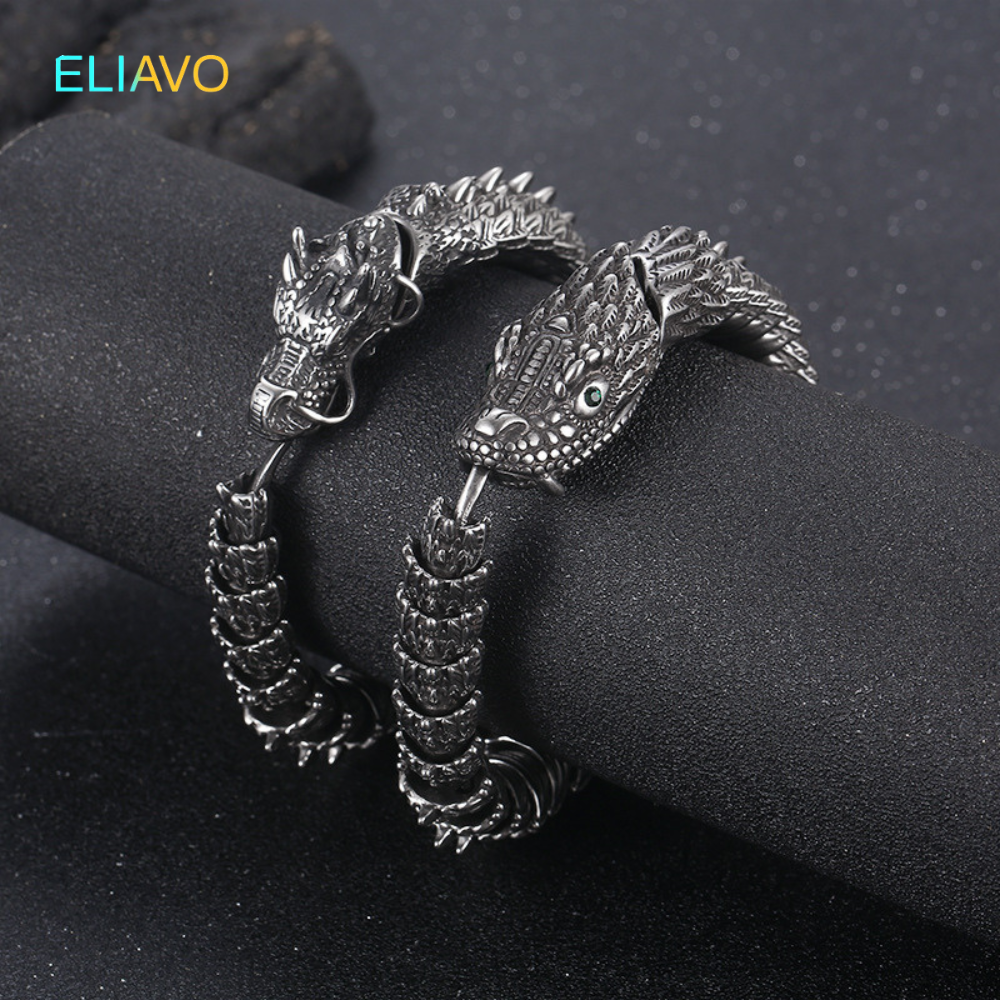 DracoGuard™ Armband | Retro Zilver & Dominantie voor Mannen