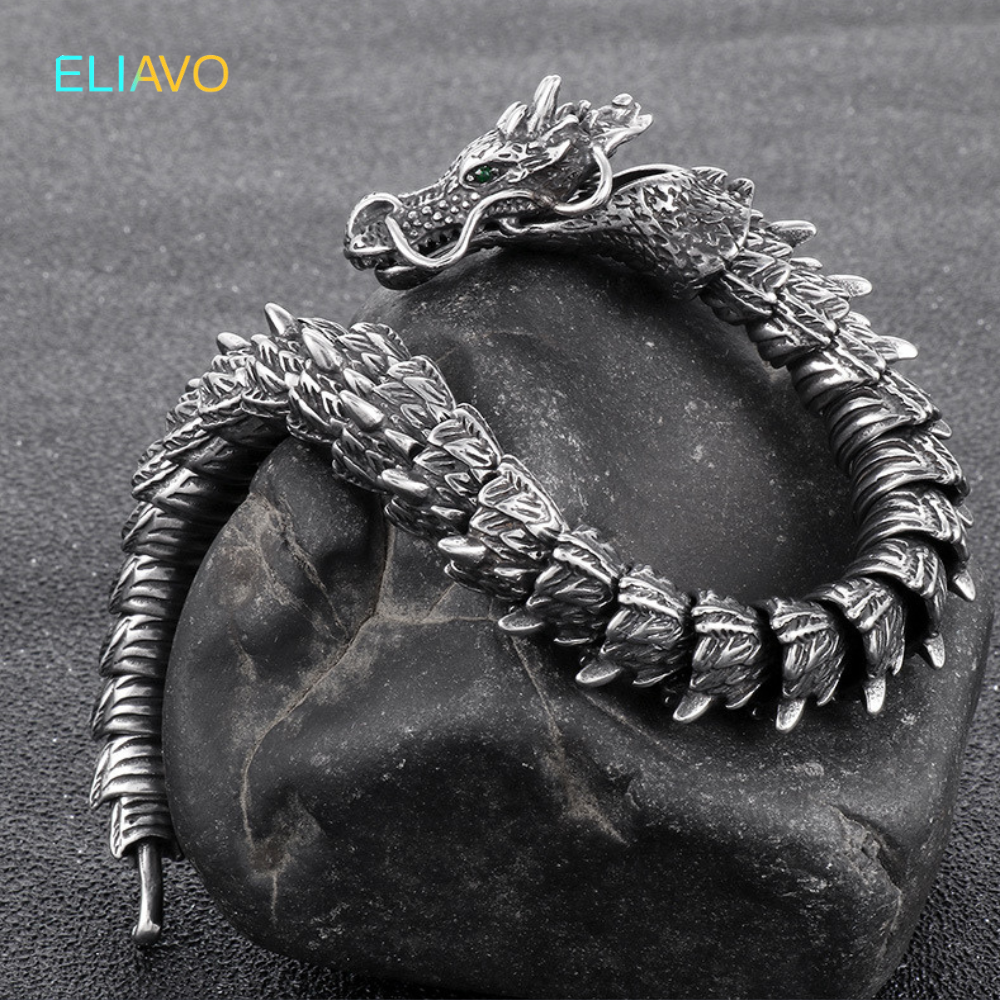 DracoGuard™ Armband | Retro Zilver & Dominantie voor Mannen