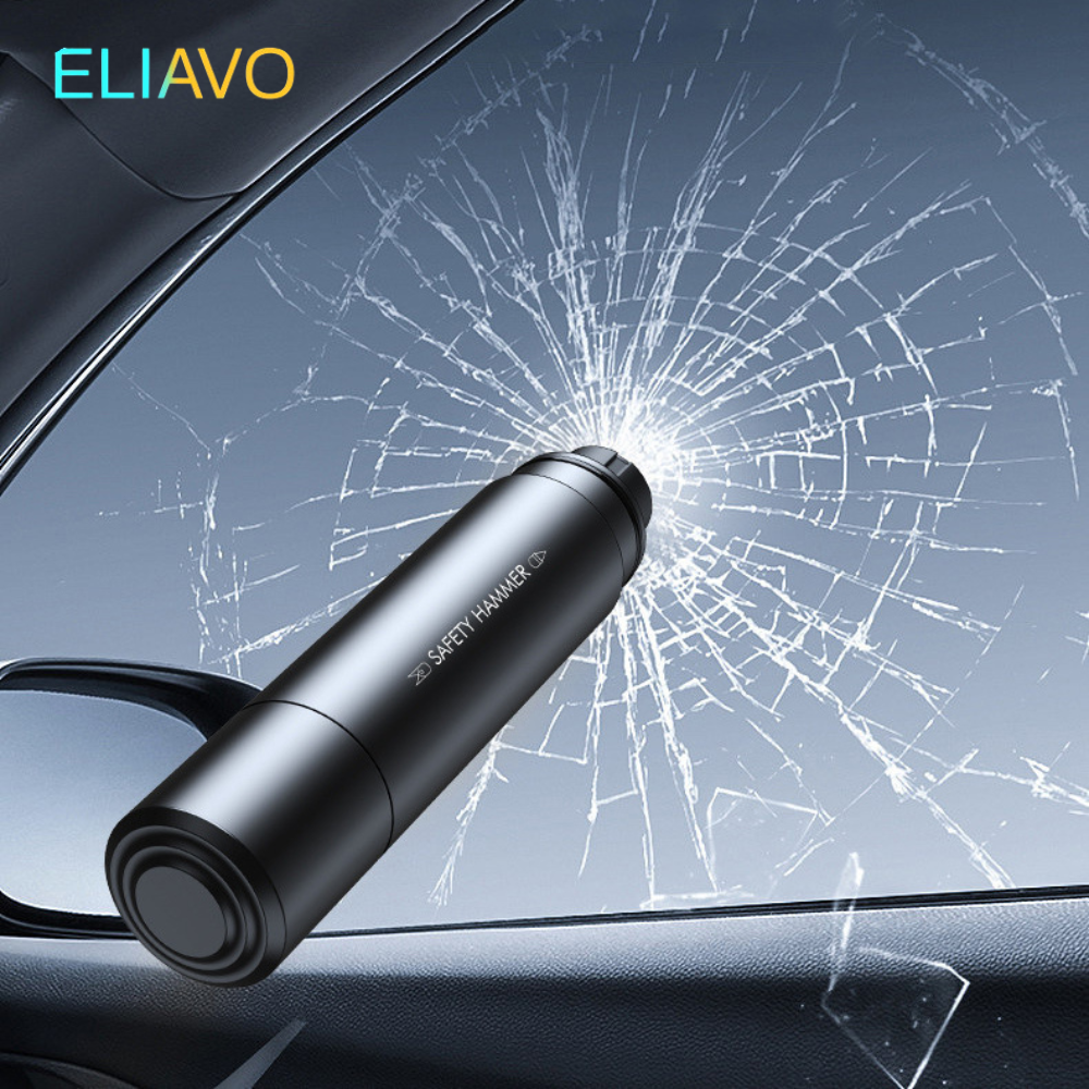 Eliavo Safekey™ | 2-in-1 Noodhulpmiddel | Glasbreker & Riemsnijder - 1+1 GRATIS