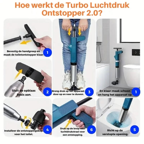 Eliavo Verbeterde Turbo Luchtdruk Ontstopper 2.0™ | Verhelpt Alle Afvoerverstoppingen!