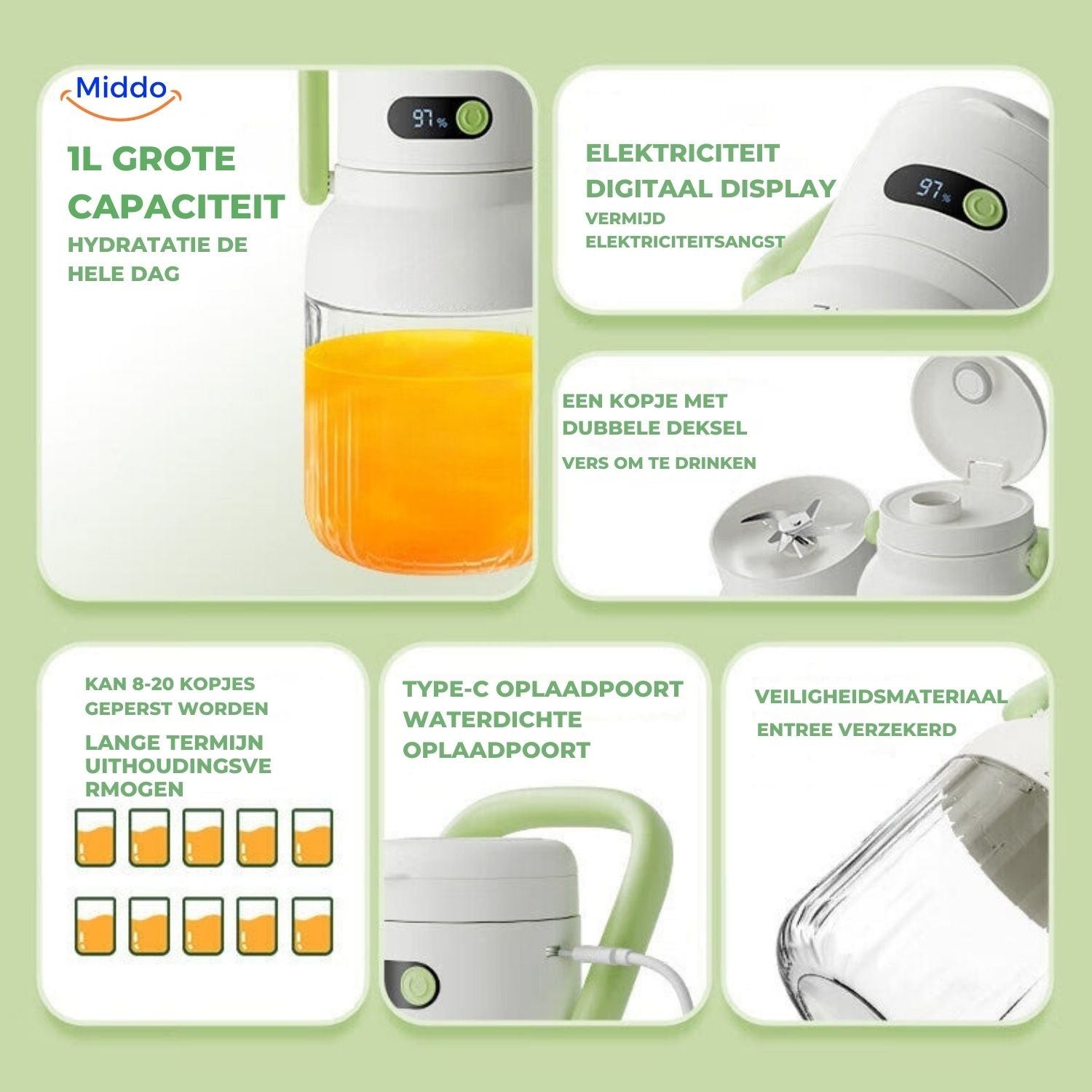 JuiceX™ Draadloze Blender | Draagbare Fruitpers voor Gezonde Sappen