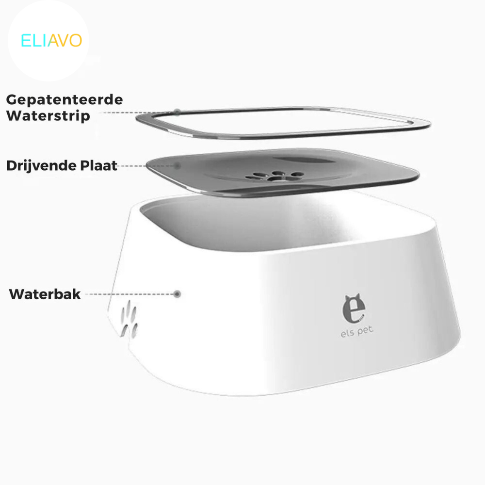 Eliavo HydroPaws™ Anti-Spat Drinkbak voor Honden. Voorkom uitglijders, denk om je veiligheid!