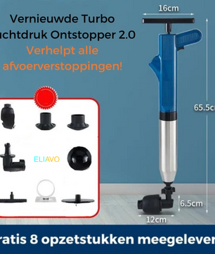 Eliavo Verbeterde Turbo Luchtdruk Ontstopper 2.0™ | Verhelpt Alle Afvoerverstoppingen!