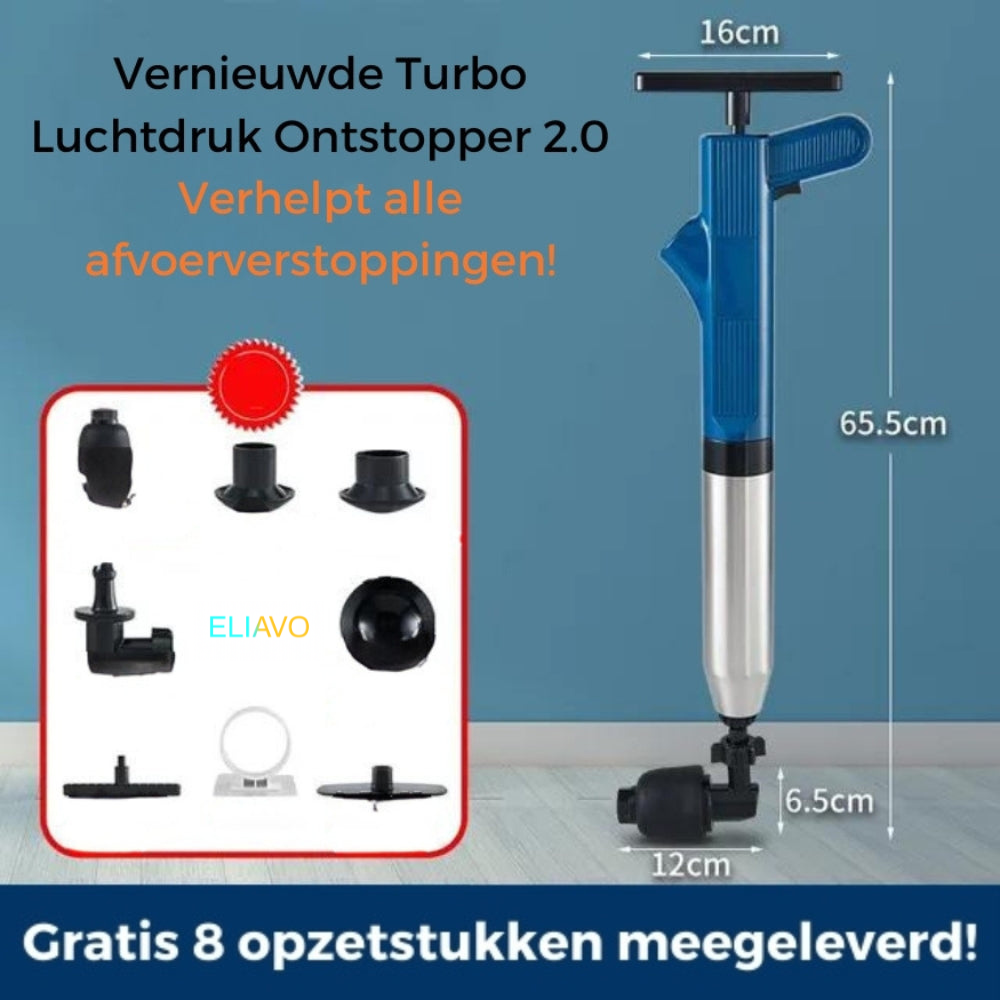 Eliavo Verbeterde Turbo Luchtdruk Ontstopper 2.0™ | Verhelpt Alle Afvoerverstoppingen!