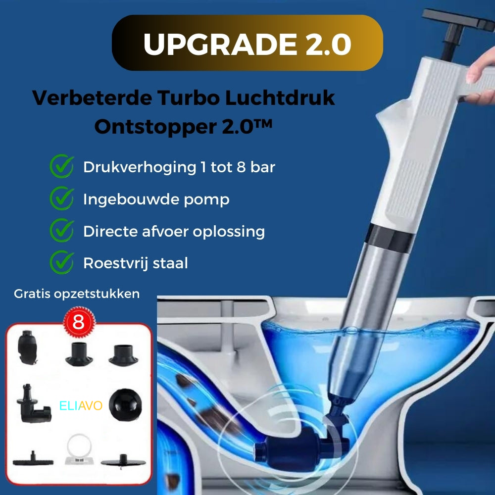 Eliavo Verbeterde Turbo Luchtdruk Ontstopper 2.0™ | Verhelpt Alle Afvoerverstoppingen!